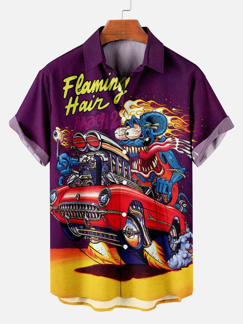 Men's Cartoon Funny Graphic Short Sleeve Hawaiian Shirt